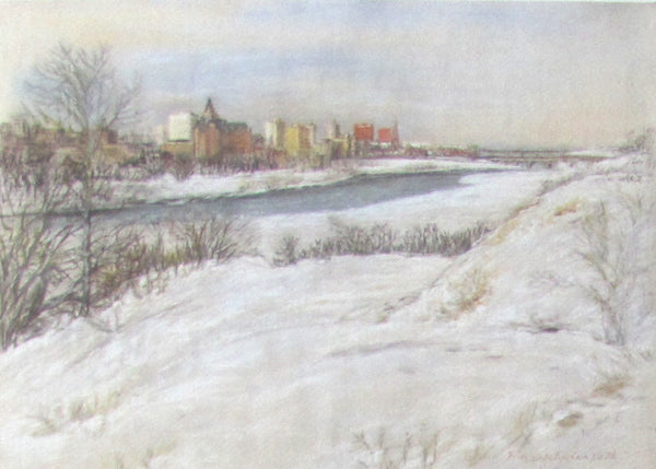 Saskatoon Winter Skyline 1972, Art Card